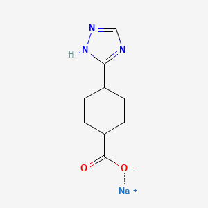 molecular formula C9H12N3NaO2 B2494635 Sodium 4-(1H-1,2,4-triazol-5-yl)cyclohexane-1-carboxylate CAS No. 2287341-61-9