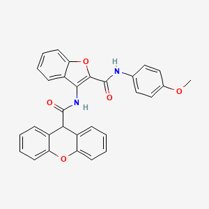 molecular formula C30H22N2O5 B2494637 N-(2-((4-甲氧基苯基)甲酰基)苯并呋喃-3-基)-9H-黄色素-9-甲酸酰胺 CAS No. 862977-46-6