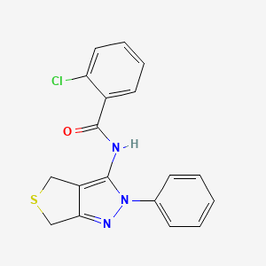molecular formula C18H14ClN3OS B2494643 2-chloro-N-(2-phenyl-4,6-dihydrothieno[3,4-c]pyrazol-3-yl)benzamide CAS No. 392253-40-6