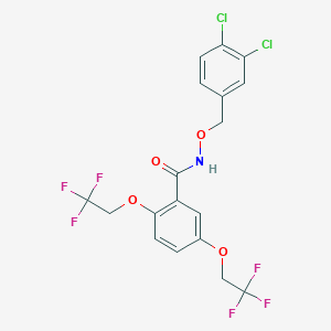 molecular formula C18H13Cl2F6NO4 B2494644 N-[(3,4-dichlorophenyl)methoxy]-2,5-bis(2,2,2-trifluoroethoxy)benzamide CAS No. 320418-35-7