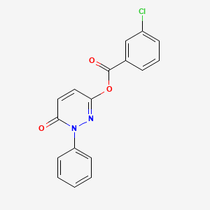 molecular formula C17H11ClN2O3 B2494647 6-Oxo-1-phenyl-1,6-dihydro-3-pyridazinyl 3-chlorobenzenecarboxylate CAS No. 478029-26-4