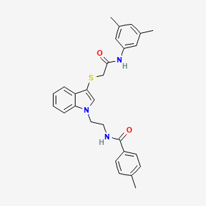molecular formula C28H29N3O2S B2494648 N-[2-[3-[2-(3,5-二甲基苯胺基)-2-氧代乙基]硫代吲哚-1-基]乙基]-4-甲基苯甲酰胺 CAS No. 532970-95-9