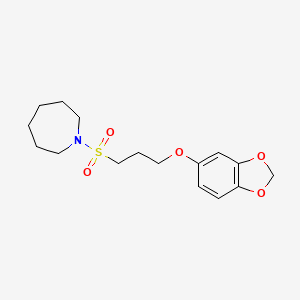 molecular formula C16H23NO5S B2494657 1-((3-(苯并[d][1,3]二噁杂环-5-基氧基)丙基磺酰)氮杂庚烷 CAS No. 946285-64-9