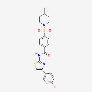 molecular formula C22H22FN3O3S2 B2494659 N-(4-(4-fluorophenyl)thiazol-2-yl)-4-((4-methylpiperidin-1-yl)sulfonyl)benzamide CAS No. 683264-30-4