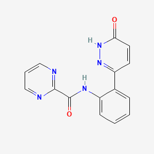 molecular formula C15H11N5O2 B2494669 N-(2-(6-oxo-1,6-dihydropyridazin-3-yl)phenyl)pyrimidine-2-carboxamide CAS No. 1428365-08-5