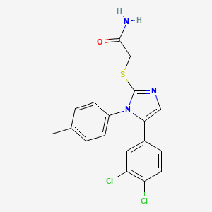 molecular formula C18H15Cl2N3OS B2494688 2-((5-(3,4-dichlorophenyl)-1-(p-tolyl)-1H-imidazol-2-yl)thio)acetamide CAS No. 1207012-27-8