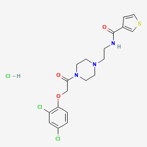 molecular formula C19H22Cl3N3O3S B2494690 N-(2-(4-(2-(2,4-二氯苯氧基)乙酰)哌嗪-1-基)乙基)噻吩-3-甲酰胺盐酸盐 CAS No. 1351615-06-9