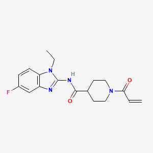 molecular formula C18H21FN4O2 B2494691 N-(1-Ethyl-5-fluorobenzimidazol-2-yl)-1-prop-2-enoylpiperidine-4-carboxamide CAS No. 2361784-00-9
