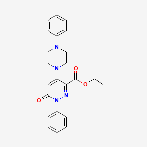 molecular formula C23H24N4O3 B2494700 Ethyl 6-oxo-1-phenyl-4-(4-phenylpiperazin-1-yl)-1,6-dihydropyridazine-3-carboxylate CAS No. 923123-12-0