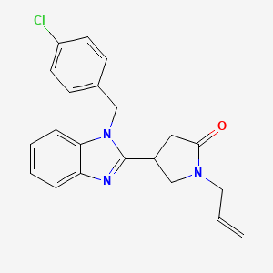 molecular formula C21H20ClN3O B2494705 1-allyl-4-(1-(4-chlorobenzyl)-1H-benzo[d]imidazol-2-yl)pyrrolidin-2-one CAS No. 876888-03-8