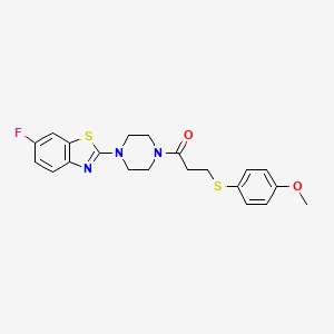 molecular formula C21H22FN3O2S2 B2494711 1-(4-(6-Fluorobenzo[d]thiazol-2-yl)piperazin-1-yl)-3-((4-methoxyphenyl)thio)propan-1-one CAS No. 941909-05-3
