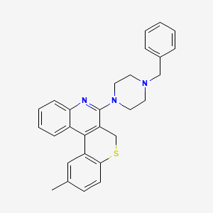 molecular formula C28H27N3S B2494719 7-(4-benzylpiperazino)-2-methyl-6H-thiochromeno[3,4-c]quinoline CAS No. 866136-66-5