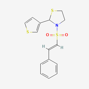 molecular formula C15H15NO2S3 B2494726 (E)-3-(styrylsulfonyl)-2-(thiophen-3-yl)thiazolidine CAS No. 2035017-96-8