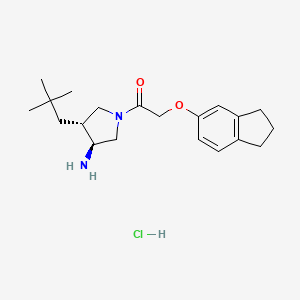 1-[(3S,4R)-3-Amino-4-(2,2-dimethylpropyl)pyrrolidin-1-yl]-2-(2,3-dihydro-1H-inden-5-yloxy)ethanone;hydrochloride