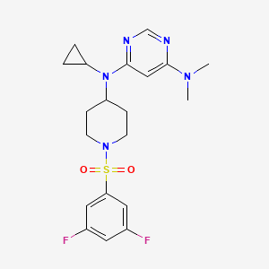 molecular formula C20H25F2N5O2S B2494741 4-N-Cyclopropyl-4-N-[1-(3,5-difluorophenyl)sulfonylpiperidin-4-yl]-6-N,6-N-dimethylpyrimidine-4,6-diamine CAS No. 2380097-20-9