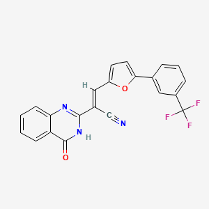 (E)-2-(4-oxo-3,4-dihydroquinazolin-2-yl)-3-(5-(3-(trifluoromethyl)phenyl)furan-2-yl)acrylonitrile