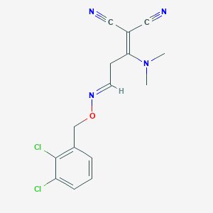 molecular formula C15H14Cl2N4O B2494747 2-[3-{[(2,3-Dichlorobenzyl)oxy]imino}-1-(dimethylamino)propylidene]malononitrile CAS No. 339103-08-1