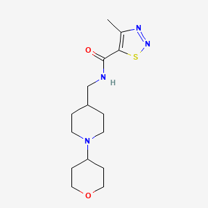 molecular formula C15H24N4O2S B2494755 4-methyl-N-((1-(tetrahydro-2H-pyran-4-yl)piperidin-4-yl)methyl)-1,2,3-thiadiazole-5-carboxamide CAS No. 2034443-54-2
