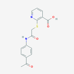 molecular formula C16H14N2O4S B249477 2-{[2-(4-Acetylanilino)-2-oxoethyl]sulfanyl}nicotinic acid 