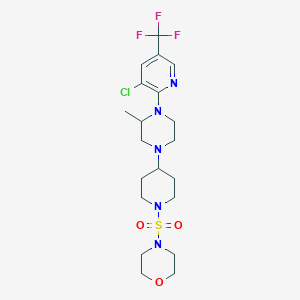 molecular formula C20H29ClF3N5O3S B2494772 4-[(4-{4-[3-Chloro-5-(trifluoromethyl)pyridin-2-yl]-3-methylpiperazin-1-yl}piperidin-1-yl)sulfonyl]morpholine CAS No. 2097935-91-4