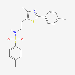 molecular formula C20H22N2O2S2 B2494778 4-methyl-N-[2-[4-methyl-2-(4-methylphenyl)-1,3-thiazol-5-yl]ethyl]benzenesulfonamide CAS No. 893994-75-7