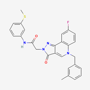 molecular formula C27H23FN4O2S B2494783 2-(8-fluoro-5-(3-methylbenzyl)-3-oxo-3,5-dihydro-2H-pyrazolo[4,3-c]quinolin-2-yl)-N-(3-(methylthio)phenyl)acetamide CAS No. 931329-13-4