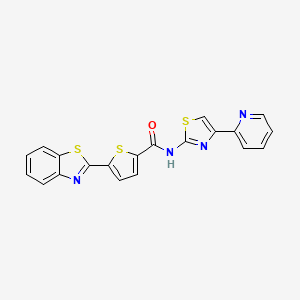 molecular formula C20H12N4OS3 B2494784 5-(1,3-苯并噻唑-2-基)-N-(4-吡啶-2-基-1,3-噻唑-2-基)噻吩-2-甲酰胺 CAS No. 864938-90-9