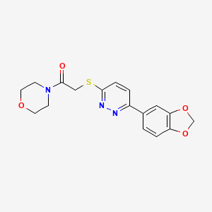 molecular formula C17H17N3O4S B2494789 2-((6-(Benzo[d][1,3]dioxol-5-yl)pyridazin-3-yl)thio)-1-morpholinoethanone CAS No. 872695-59-5