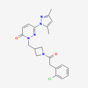 molecular formula C21H22ClN5O2 B2494790 2-({1-[2-(2-chlorophenyl)acetyl]azetidin-3-yl}methyl)-6-(3,5-dimethyl-1H-pyrazol-1-yl)-2,3-dihydropyridazin-3-one CAS No. 2310143-43-0