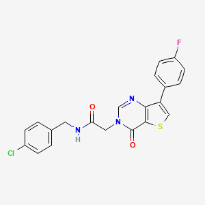 molecular formula C21H15ClFN3O2S B2494791 N-(4-chlorobenzyl)-2-[7-(4-fluorophenyl)-4-oxothieno[3,2-d]pyrimidin-3(4H)-yl]acetamide CAS No. 1207022-94-3