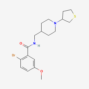 molecular formula C18H25BrN2O2S B2494793 2-溴-5-甲氧基-N-((1-(四氢噻吩-3-基)哌啶-4-基)甲基)苯甲酰胺 CAS No. 2034476-78-1