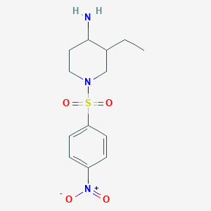 molecular formula C13H20ClN3O4S B2494799 3-Ethyl-1-(4-nitrobenzenesulfonyl)piperidin-4-amine CAS No. 1789009-16-0