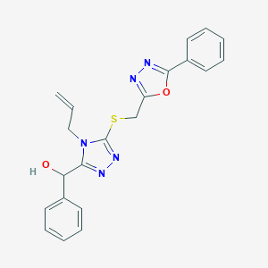 molecular formula C21H19N5O2S B249480 (4-allyl-5-{[(5-phenyl-1,3,4-oxadiazol-2-yl)methyl]thio}-4H-1,2,4-triazol-3-yl)(phenyl)methanol 