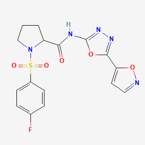 1-((4-fluorophenyl)sulfonyl)-N-(5-(isoxazol-5-yl)-1,3,4-oxadiazol-2-yl)pyrrolidine-2-carboxamide