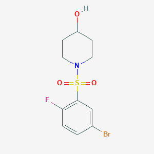 molecular formula C11H13BrFNO3S B2494808 1-[(5-Bromo-2-fluorobenzene)sulfonyl]piperidin-4-ol CAS No. 2130454-39-4