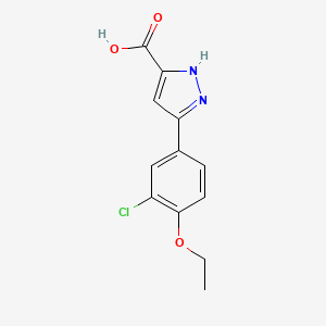 molecular formula C12H11ClN2O3 B2494810 3-(3-chloro-4-ethoxyphenyl)-1H-pyrazole-5-carboxylic acid CAS No. 1037719-40-6