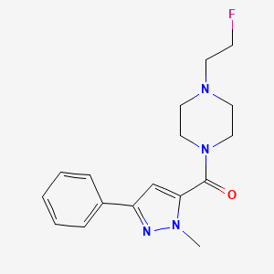 molecular formula C17H21FN4O B2494812 (4-(2-fluoroethyl)piperazin-1-yl)(1-methyl-3-phenyl-1H-pyrazol-5-yl)methanone CAS No. 2034561-63-0