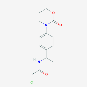 molecular formula C14H17ClN2O3 B2494824 2-Chloro-N-[1-[4-(2-oxo-1,3-oxazinan-3-yl)phenyl]ethyl]acetamide CAS No. 2411295-86-6