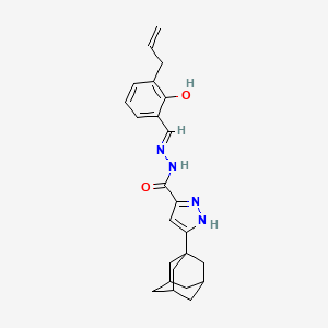 molecular formula C24H28N4O2 B2494825 (E)-3-((1s,3s)-金刚烷-1-基)-N'-(3-烯丙基-2-羟基苯甲基亚甲基)-1H-吡唑-5-甲酰肼 CAS No. 305356-10-9
