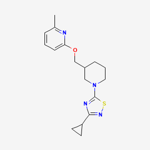 molecular formula C17H22N4OS B2494872 3-Cyclopropyl-5-[3-[(6-methylpyridin-2-yl)oxymethyl]piperidin-1-yl]-1,2,4-thiadiazole CAS No. 2415462-33-6