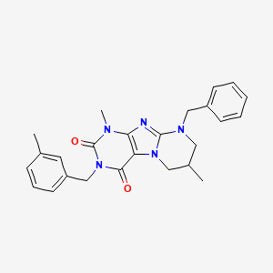 molecular formula C25H27N5O2 B2494875 9-苄基-1,7-二甲基-3-(3-甲基苄基)-6,7,8,9-四氢嘧啶并[2,1-f]嘧啶-2,4(1H,3H)-二酮 CAS No. 876151-89-2