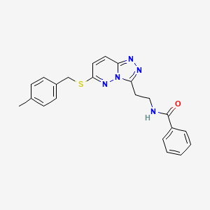 molecular formula C22H21N5OS B2494876 N-(2-(6-((4-methylbenzyl)thio)-[1,2,4]triazolo[4,3-b]pyridazin-3-yl)ethyl)benzamide CAS No. 872994-38-2