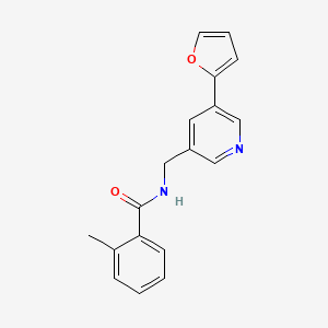 N-((5-(furan-2-yl)pyridin-3-yl)methyl)-2-methylbenzamide