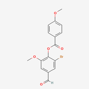 molecular formula C16H13BrO5 B2494901 2-Bromo-4-formyl-6-methoxyphenyl 4-methoxybenzoate CAS No. 443640-09-3