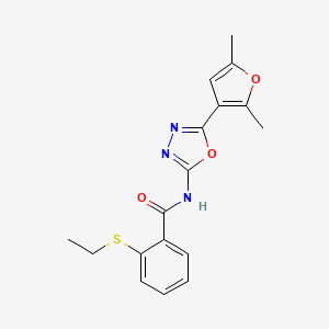N-(5-(2,5-dimethylfuran-3-yl)-1,3,4-oxadiazol-2-yl)-2-(ethylthio)benzamide