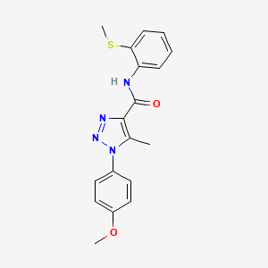 molecular formula C18H18N4O2S B2494918 1-(4-methoxyphenyl)-5-methyl-N-(2-methylsulfanylphenyl)triazole-4-carboxamide CAS No. 878735-46-7