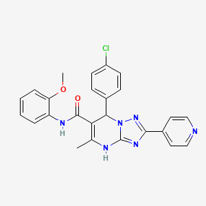molecular formula C25H21ClN6O2 B2494919 7-(4-chlorophenyl)-N-(2-methoxyphenyl)-5-methyl-2-(pyridin-4-yl)-4,7-dihydro-[1,2,4]triazolo[1,5-a]pyrimidine-6-carboxamide CAS No. 539837-79-1