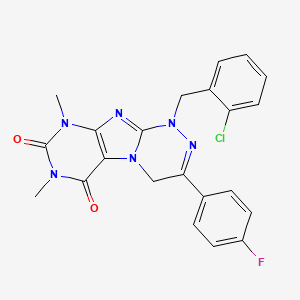 molecular formula C22H18ClFN6O2 B2494932 1-(2-chlorobenzyl)-3-(4-fluorophenyl)-7,9-dimethyl-7,9-dihydro-[1,2,4]triazino[3,4-f]purine-6,8(1H,4H)-dione CAS No. 898443-68-0