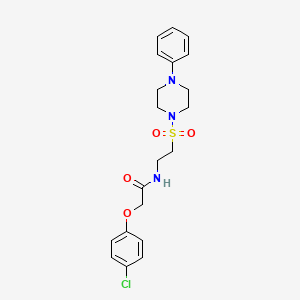 molecular formula C20H24ClN3O4S B2494934 2-(4-chlorophenoxy)-N-(2-((4-phenylpiperazin-1-yl)sulfonyl)ethyl)acetamide CAS No. 897621-41-9