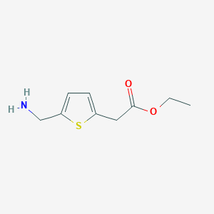 molecular formula C9H13NO2S B2494939 Ethyl 2-[5-(aminomethyl)thiophen-2-yl]acetate CAS No. 2109941-08-2